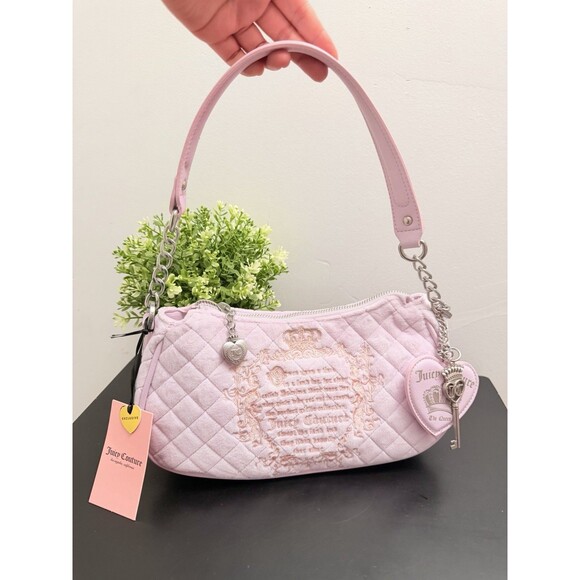 Juicy Couture Lilac Mist Quilted Velour Juicy Tale Shoulder Bag NWT - Picture 3 of 13